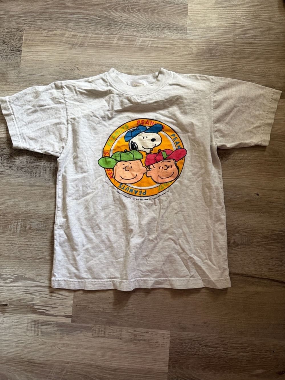 Peanuts White Short Sleeve Tee with Colorful Snoopy & Friends Graphic